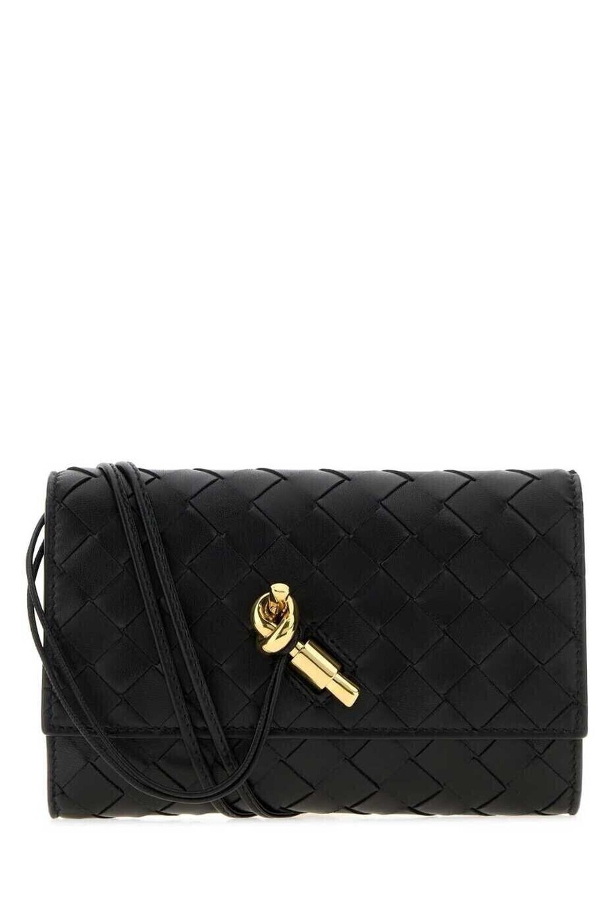 Bottega Veneta Intrecciato Leather Chain Crossbody Bag Black